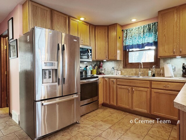 kitchen featuring sink, backsplash, and stainless steel appliances