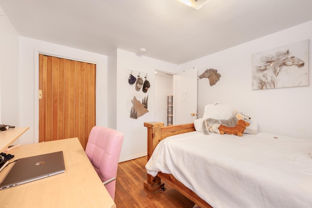 bedroom featuring a closet and hardwood / wood-style floors