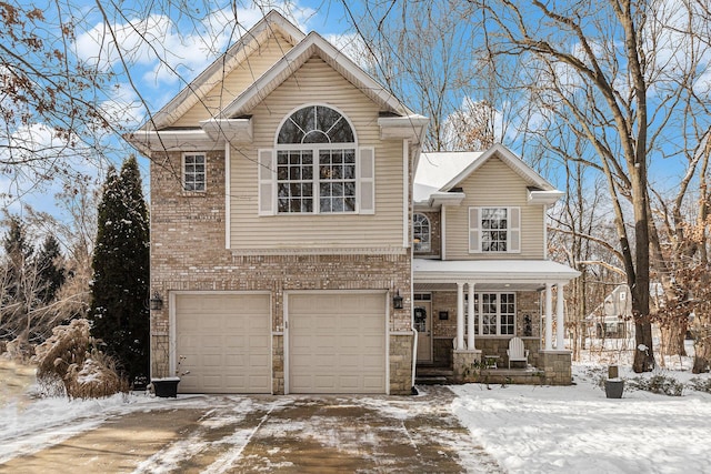 view of front property with a garage