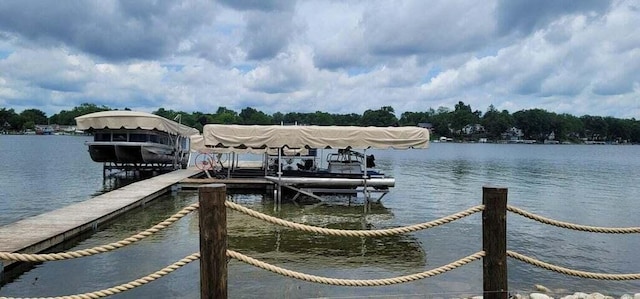 dock area with a water view