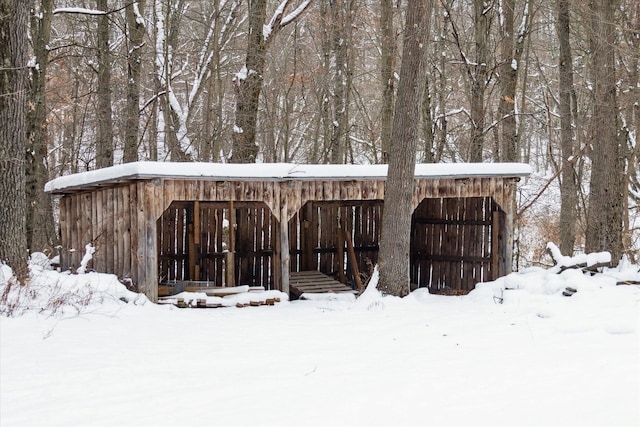 view of snow covered structure