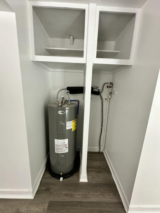 utility room with electric water heater