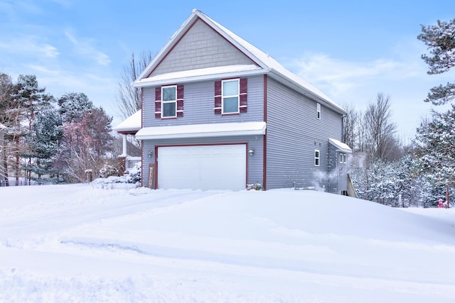 exterior space with a garage