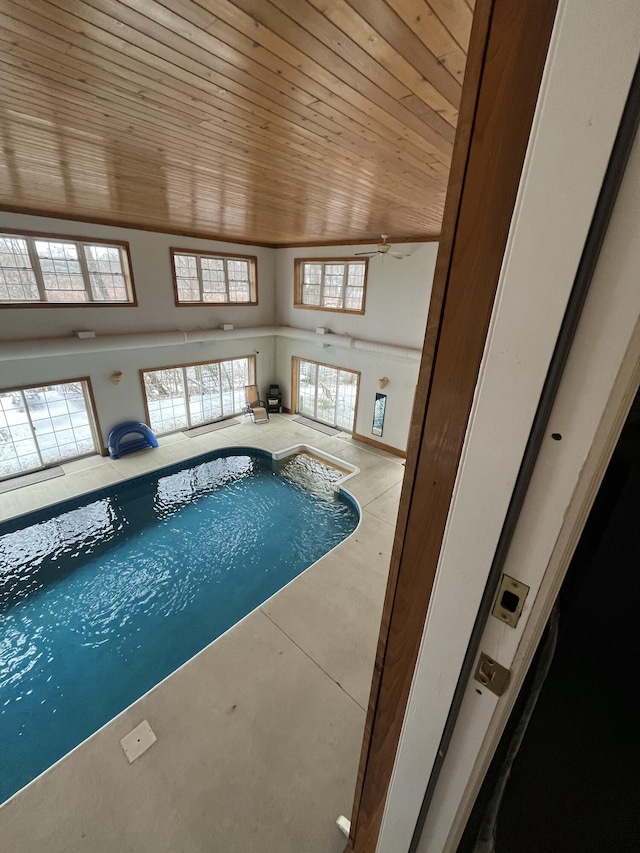 view of pool with ceiling fan