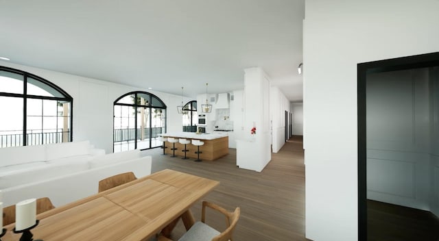 dining area featuring dark hardwood / wood-style flooring