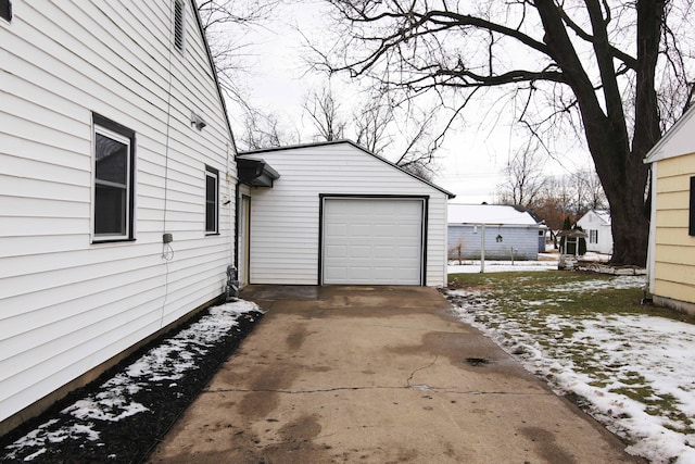 view of snow covered garage