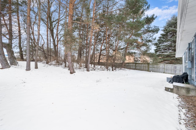 view of yard layered in snow