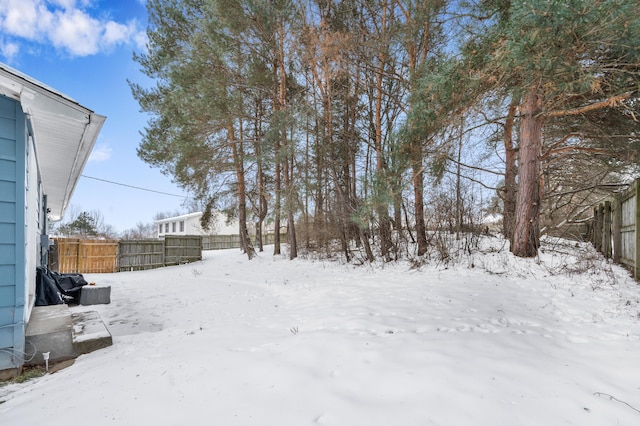 view of yard layered in snow