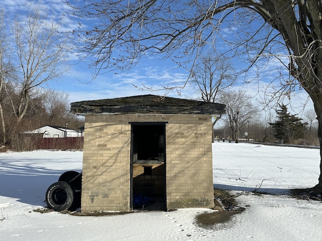 view of snow covered structure