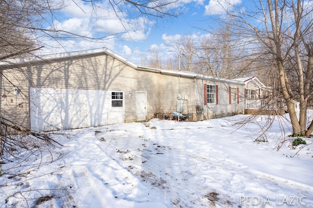 view of snow covered exterior