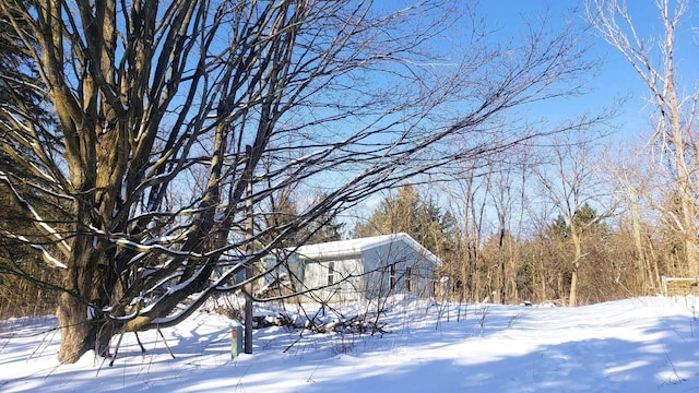 view of yard layered in snow