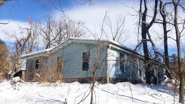 view of snow covered exterior