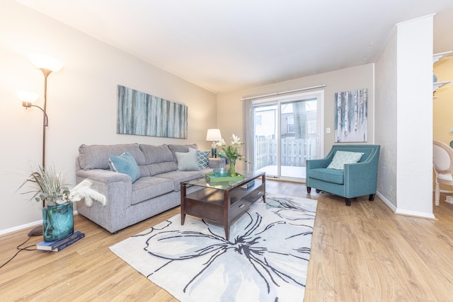 living room featuring light wood-type flooring