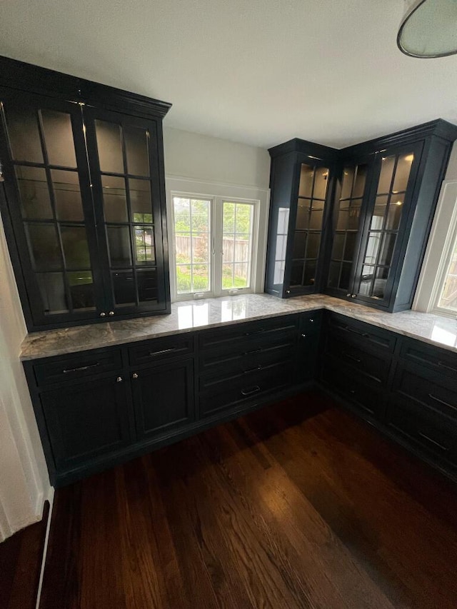 kitchen with dark hardwood / wood-style floors