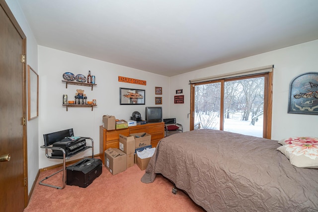 carpeted bedroom featuring access to exterior