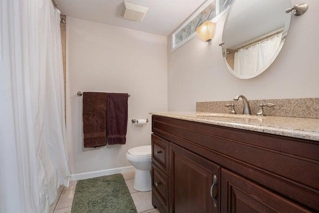 bathroom featuring tile patterned floors, toilet, and vanity