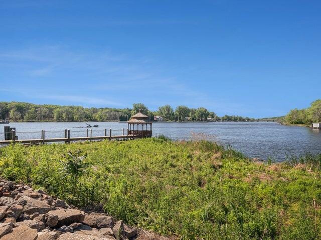 view of yard with a water view