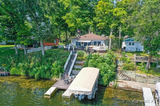 view of dock featuring a water view