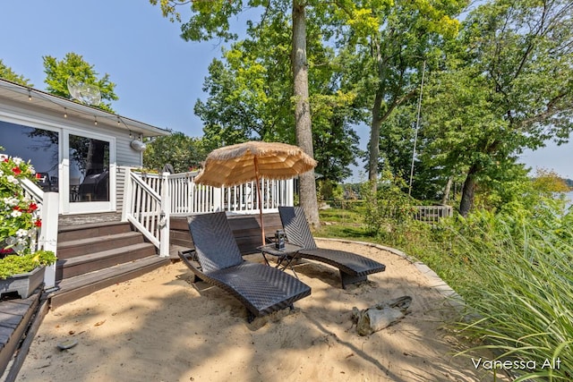 view of patio / terrace with a wooden deck