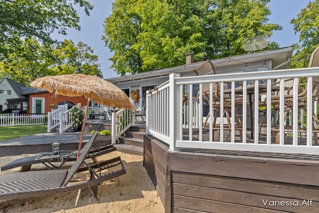 exterior space featuring a wooden deck