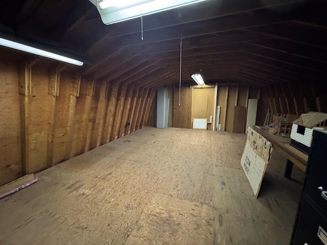 view of unfinished attic