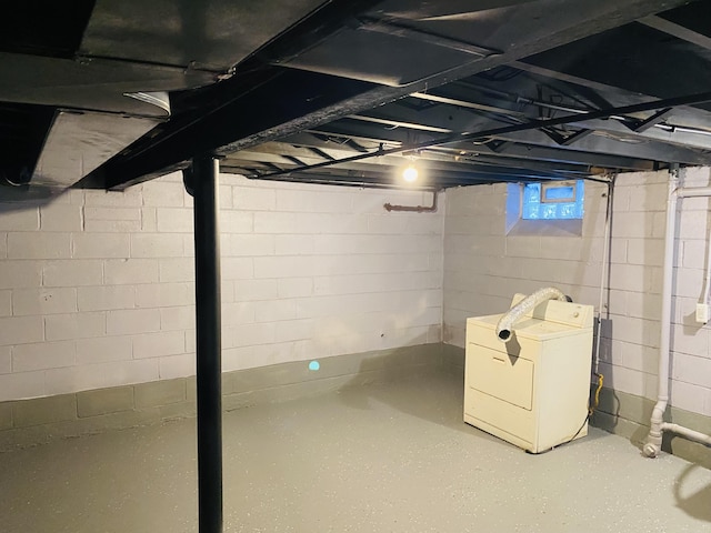 basement featuring washer / clothes dryer