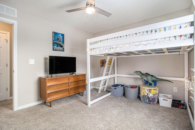 bedroom with carpet and ceiling fan