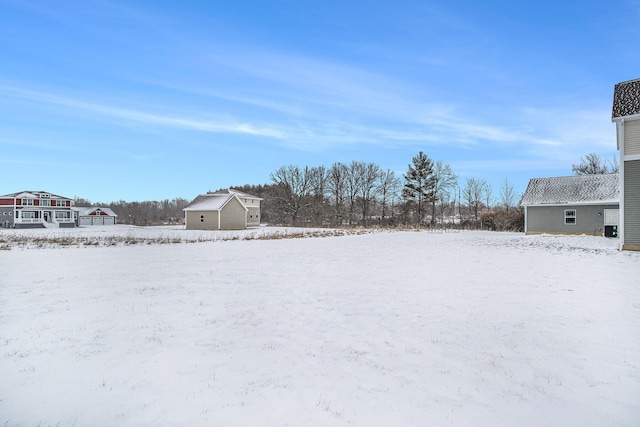 view of yard covered in snow