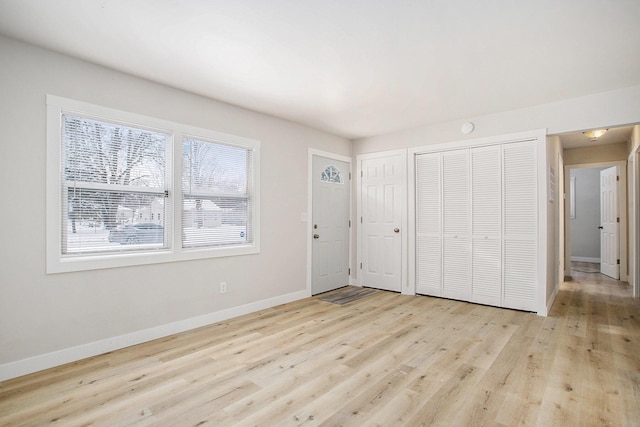 unfurnished bedroom featuring light hardwood / wood-style flooring