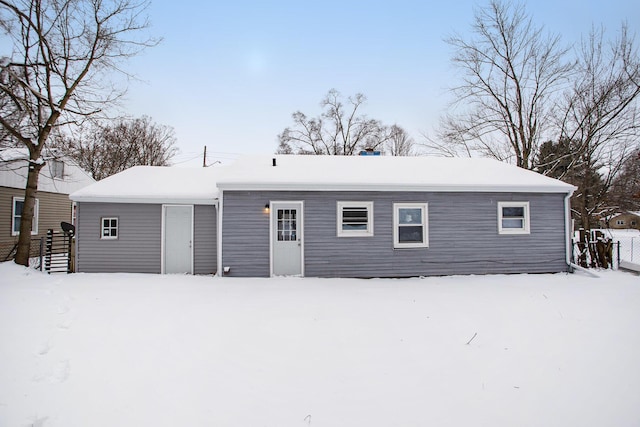 view of snow covered property