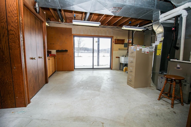 basement with sink