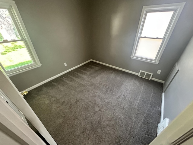 unfurnished room featuring a wealth of natural light and carpet