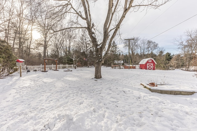 view of yard covered in snow