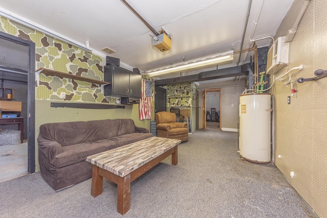 living room with water heater