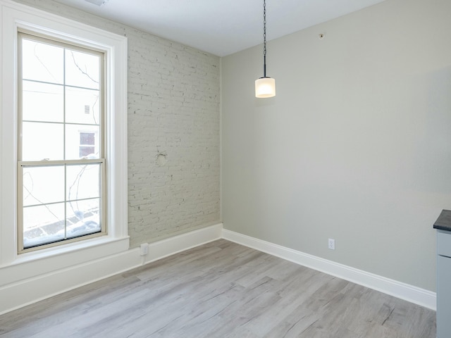 unfurnished dining area with light hardwood / wood-style flooring and a wealth of natural light