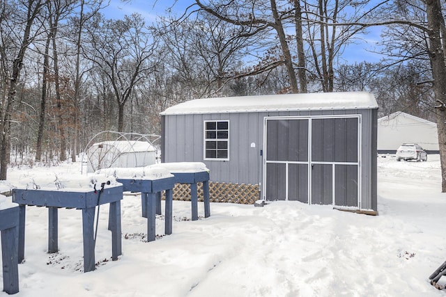 view of snow covered structure