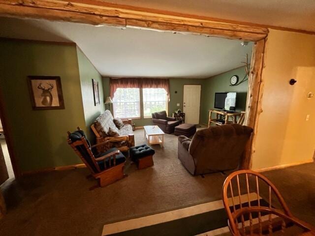 living room with vaulted ceiling