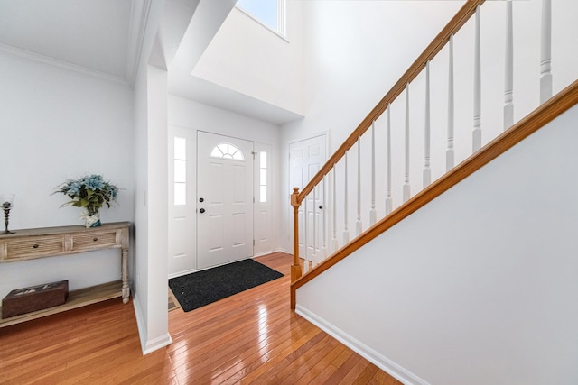 foyer with light wood-type flooring