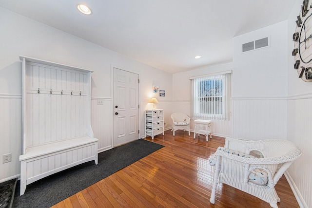 interior space with hardwood / wood-style floors