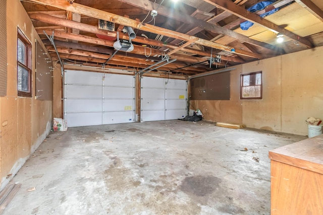 garage with a garage door opener