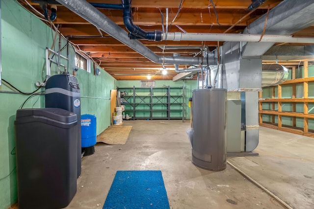 basement with water heater