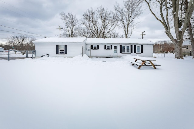 view of snow covered property