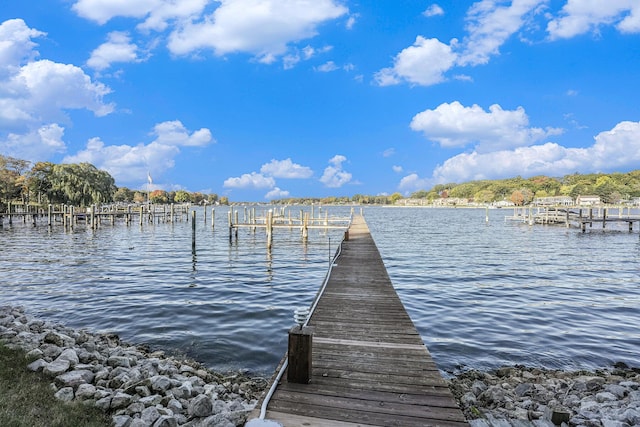 view of dock featuring a water view