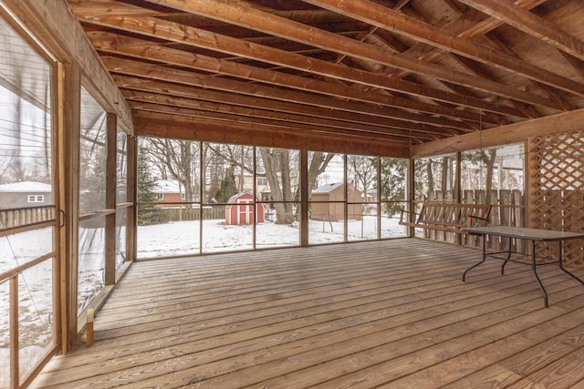 view of unfurnished sunroom