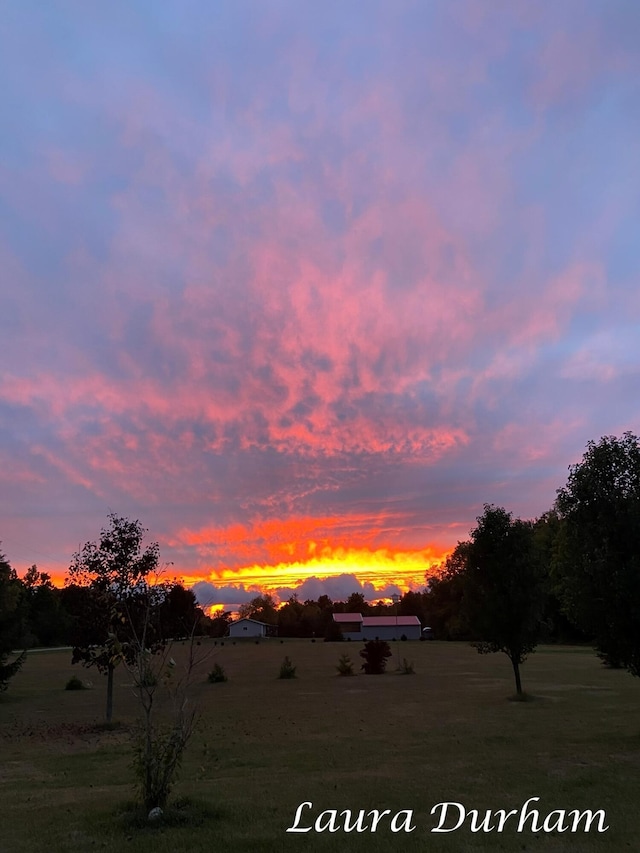 view of yard at dusk