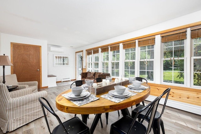 interior space with plenty of natural light, light hardwood / wood-style flooring, and a baseboard heating unit