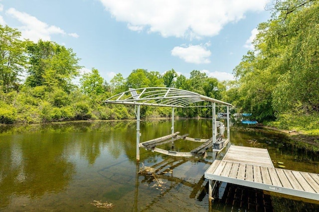 dock area featuring a water view