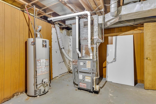 utilities featuring heating unit and gas water heater