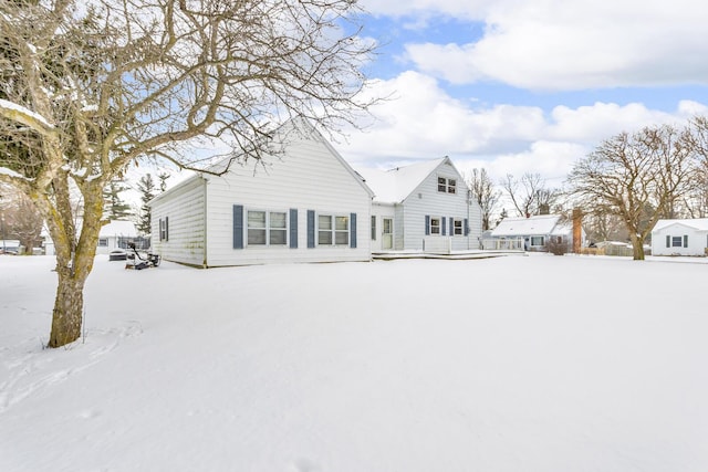 view of snow covered property