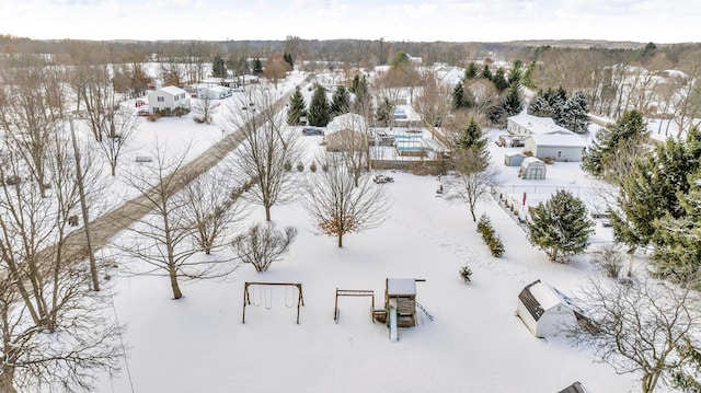 view of snowy aerial view